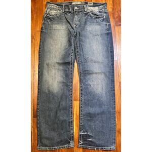 BKE Justin Regular Fit Bootcut Jeans Size 38R Buckle Medium Dark Tinted Wash